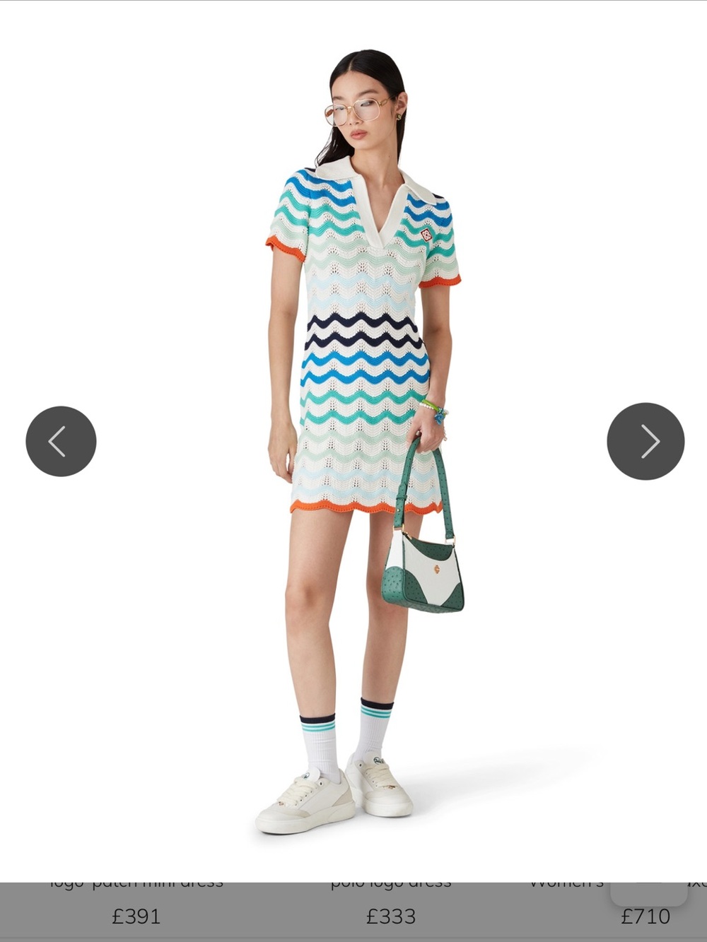 Casablanca Striped Wave Knit Dress in Blue and White great for tennis - Picture 2 of 6